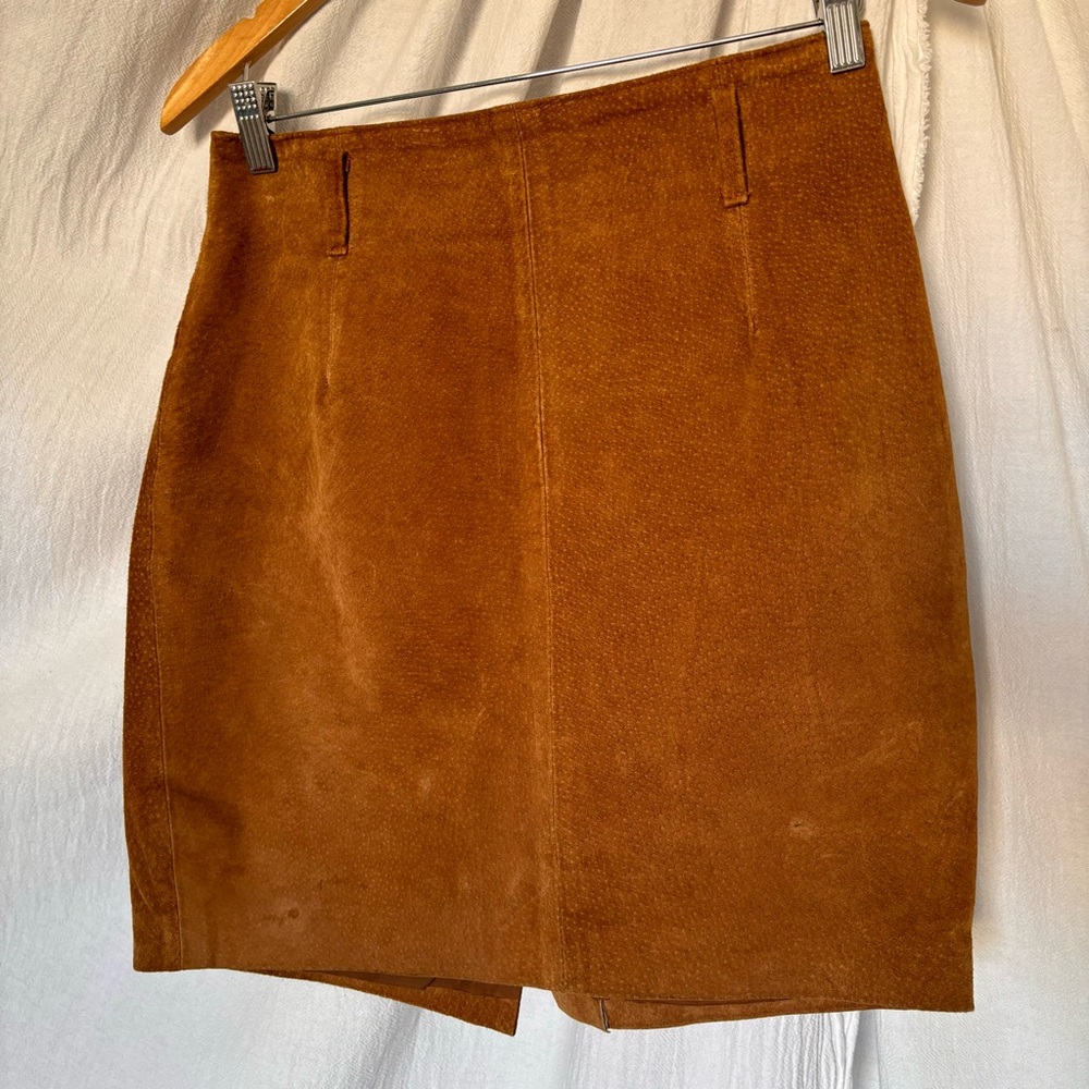 Vintage Express Brown Suede Pencil Skirt Size 9/10